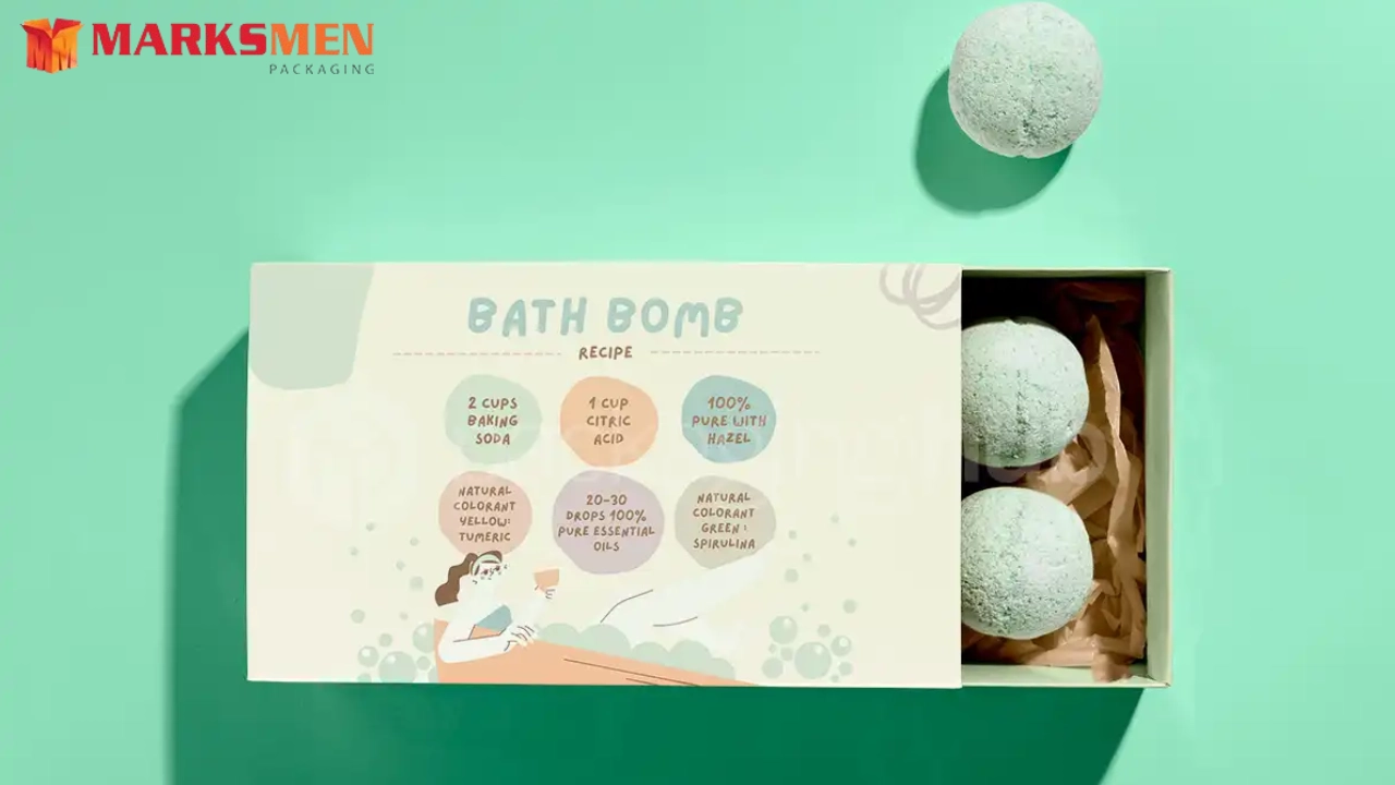 Bath bomb packaging with logo
