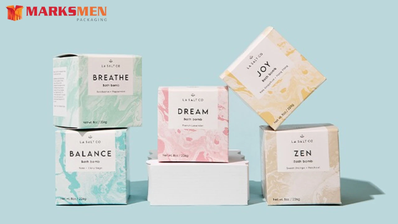 Bath bomb packaging with logo